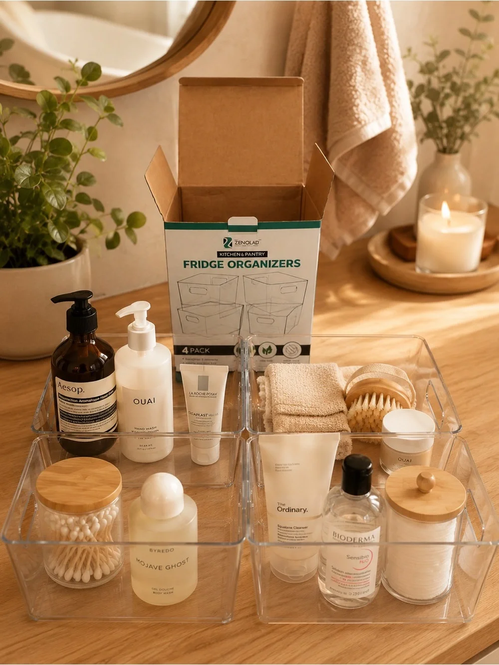 Clear Storage Organizers - Set of 4 Transparent Bins